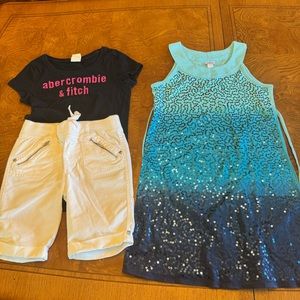 Abercrombie & Fitch Justice T-Shirt and White Shorts dress with sequins girls 12